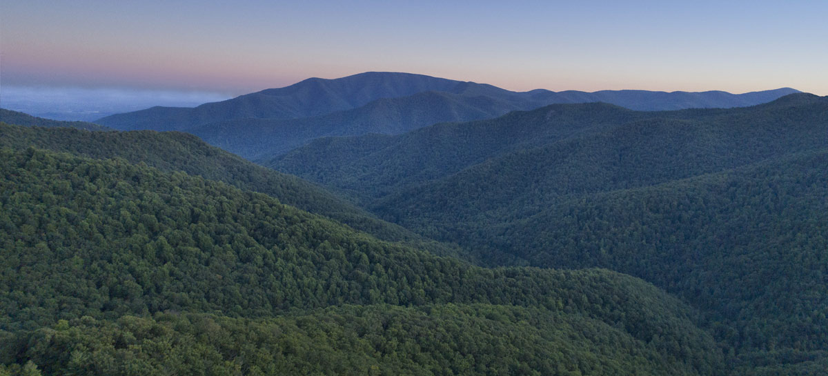 blue ridge mountains at sunset