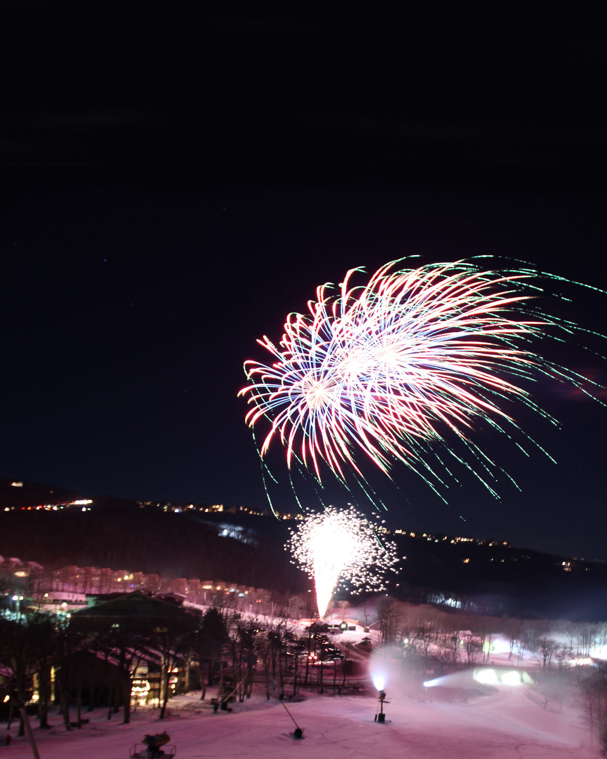 fireworks over the slopes on new years eve