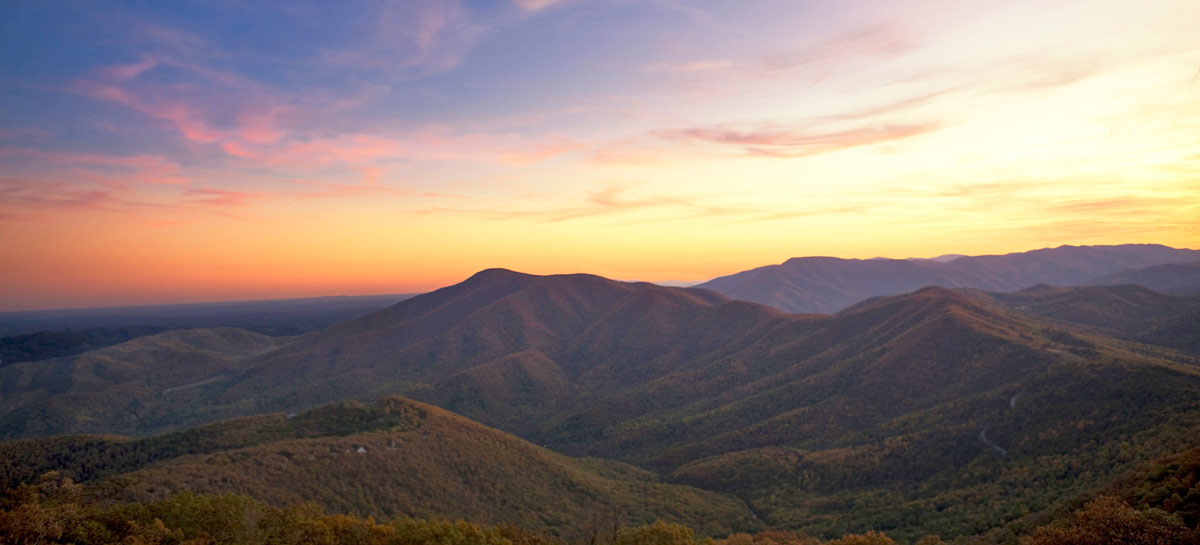sunset over mountains